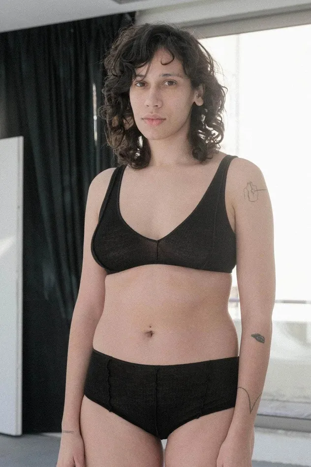 Anal Le Pop Lingerie Baserange Vein Bra Wool Rib Bralette Black