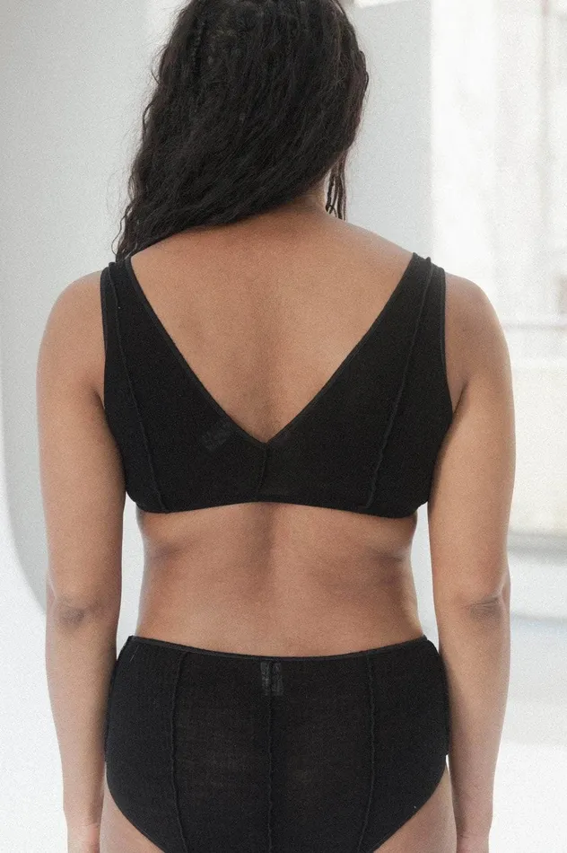 Anal Le Pop Lingerie Baserange Vein Bra Wool Rib Bralette Black