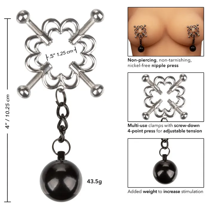 Female Sex Toys Nipple Grips 4Point Weighted Nipple Press California Exotic