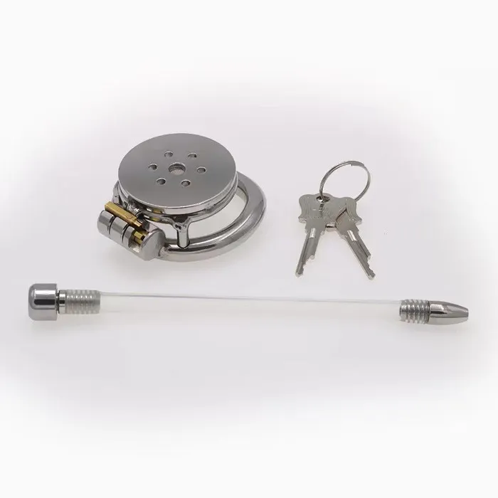 CHASTITY CAGE CO Male Sex Toys Flat Short Chastity Device With Lock Soft Catheter