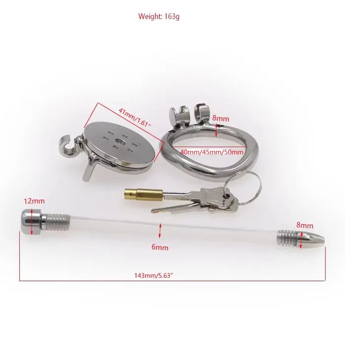 CHASTITY CAGE CO Male Sex Toys Flat Short Chastity Device With Lock Soft Catheter