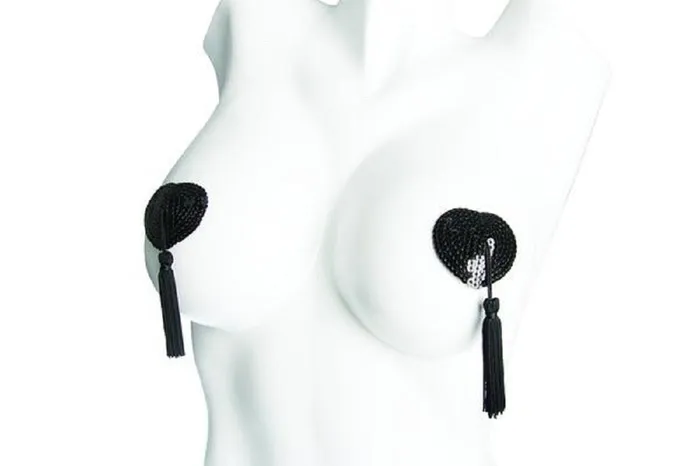 Coquette Anal Heart Shaped Pasties With Black Tassels