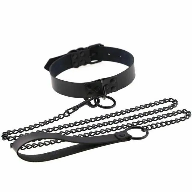 Couples House of Dasein Collars Leashes Rivet Slave Collar With Leash Bdsm Bondage Pet Play Owned Submissive
