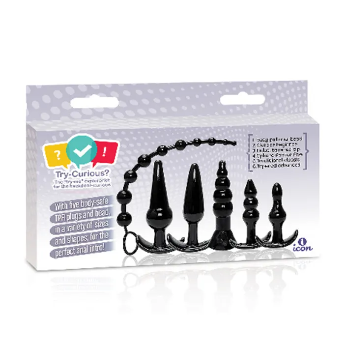 Icon Brands Inc Anal TryCurious Anal Plug Kit Black