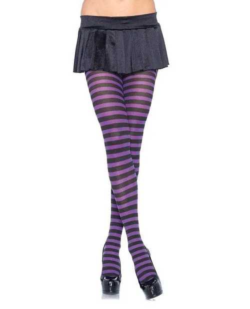 Leg Avenue Plus Size Leg Avenue Striped Tights Plus Size BlackPurple