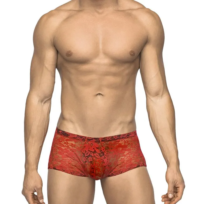 Male Power Mp Stretch Lace Mini Short Red Xl Vibrators
