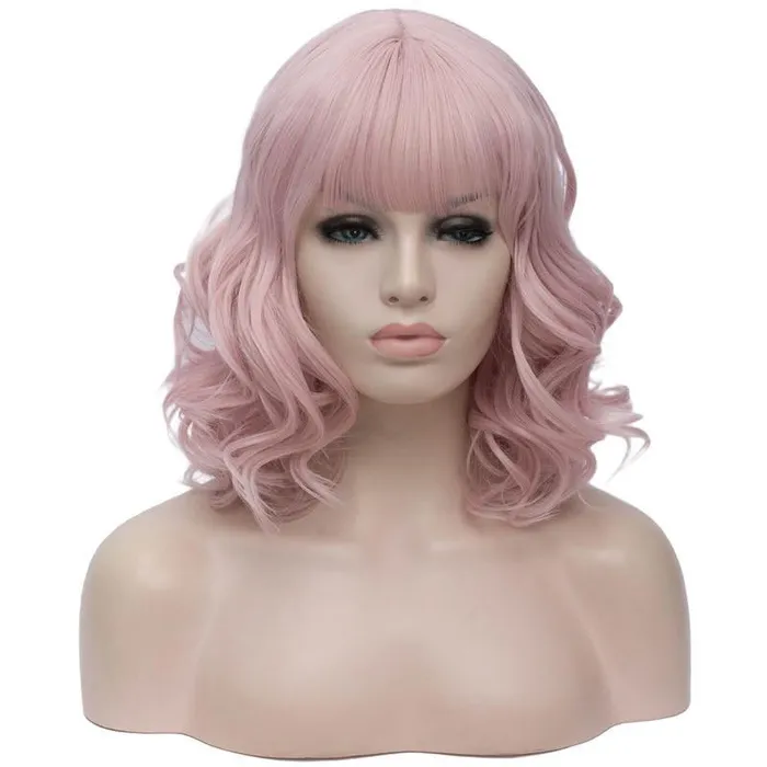 Male Sex Toys 14 Inches Short Wavy Wig with Bangs CHASTITY CAGE CO