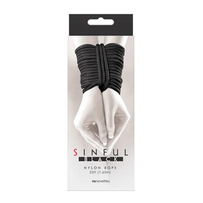 New Sensations Novelties Inc Anal Sinful Nylon Rope 25 Ft Black