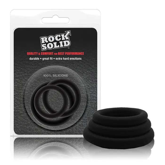 Rock Solid Black Gasket Silicone 3Pc Set Doc Johnson Anal