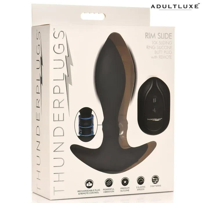 XR Brands Male Sex Toys Rim Slide 10x Sliding Ring Silicone Butt Plug With Remote