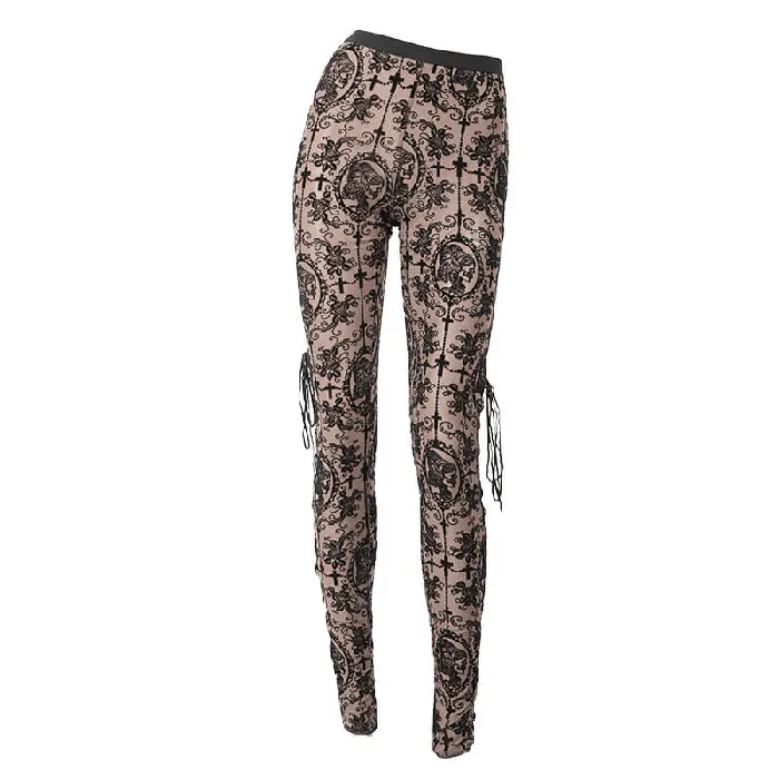 Couples EVEs SECRETS Apricot Mesh Leggings LaceUp Gothic HighWaist Style