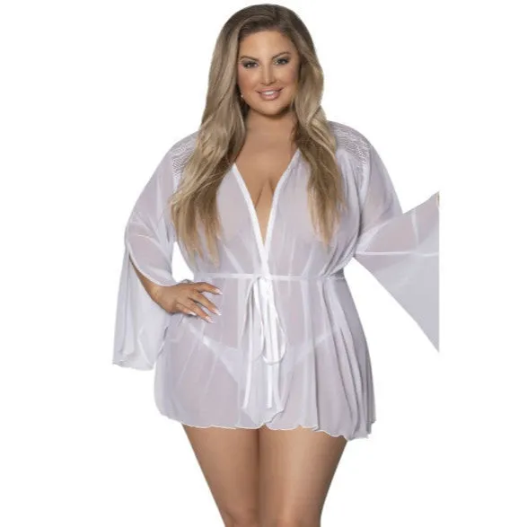 Exposed Lingerie Vibrators Flowing Short Robe Queen White