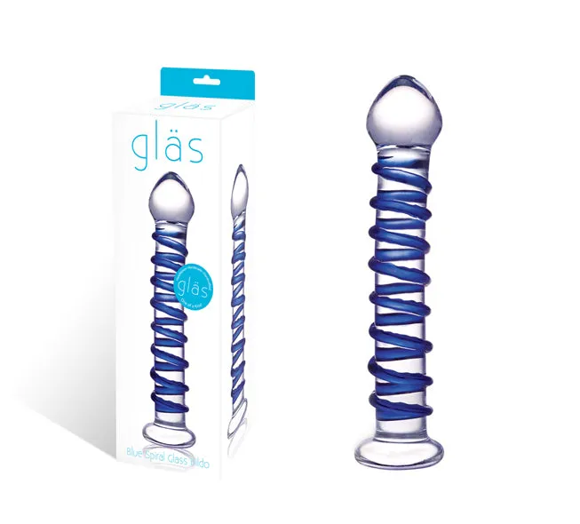 GLAS BLUE SPIRAL GLASS DILDO ELECTRIC NOVELTIES Dildos