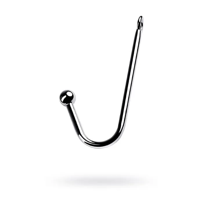 Silver Metal Anal Hook with Ball Silver Metal Male Sex Toys