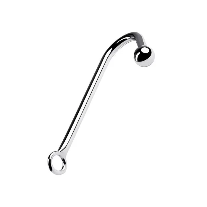 Silver Metal Anal Hook with Ball Silver Metal Male Sex Toys