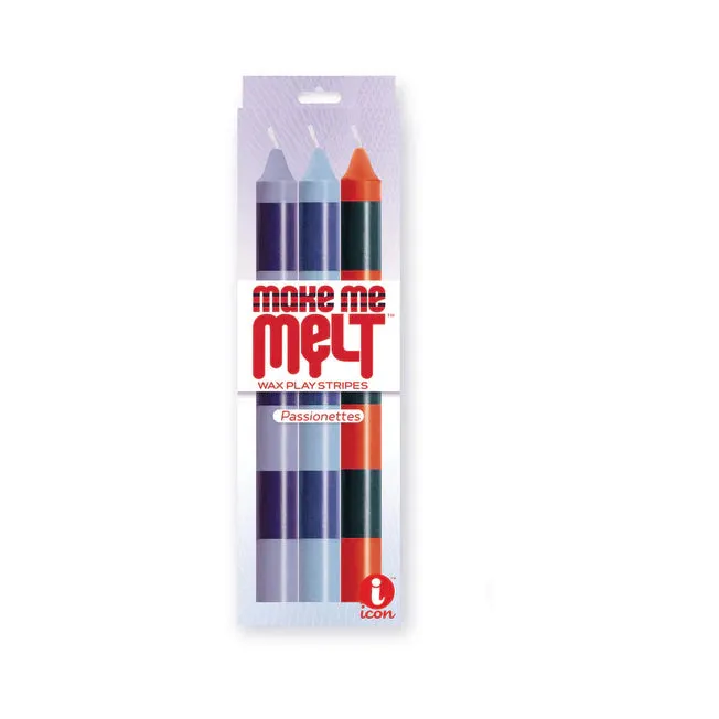 Vibrators icon brands The 9s Make Me Melt Drip Candles 3pk Stripes Passionettes