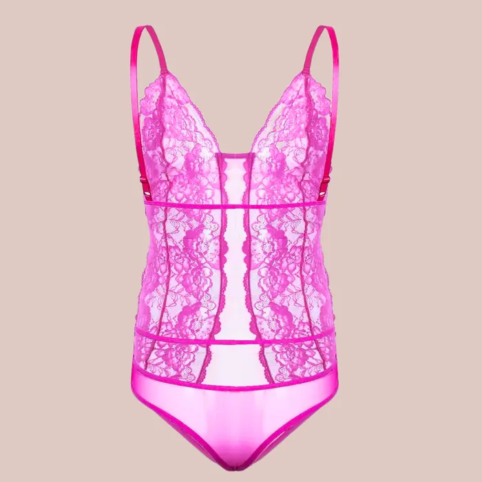 Delicate Lace Body Suit With Penis Sheath House of Chastity Male Sex Toys