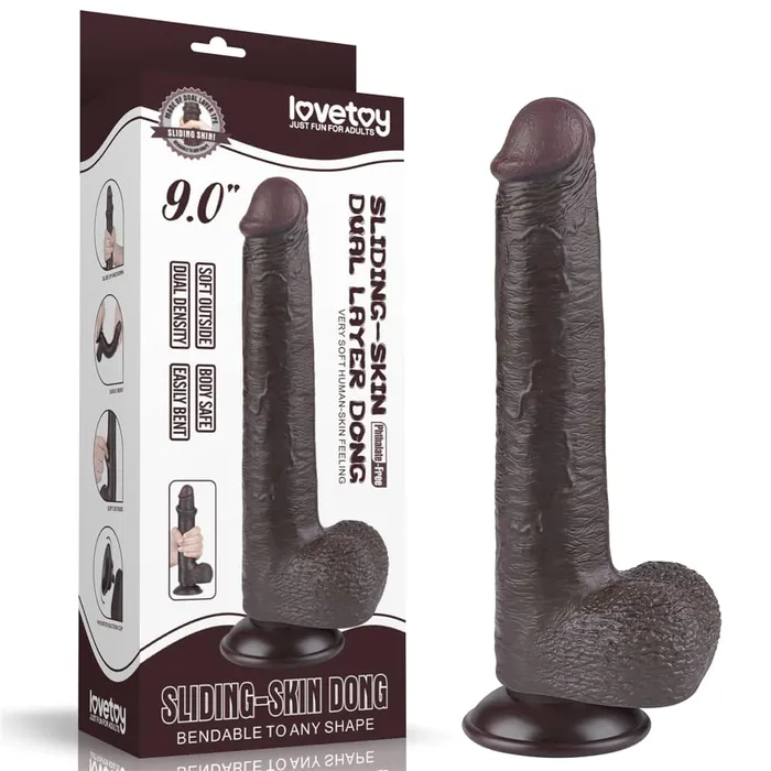 Dildos LOVETOY 9 Sliding Skin Dual Density Dildo Black