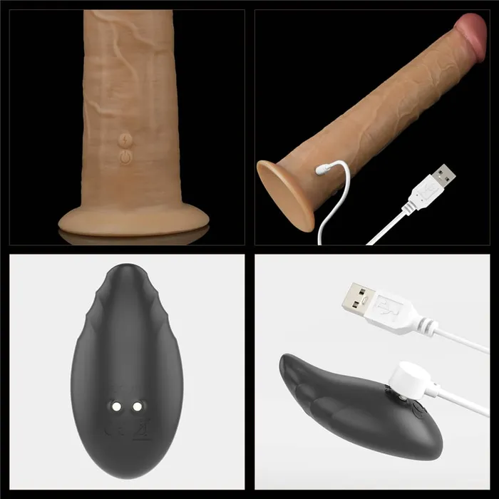 LOVETOY Female Sex Toys 10 Dual Density Silicone Vibrating Rotating Realistic Dildo Remote Control